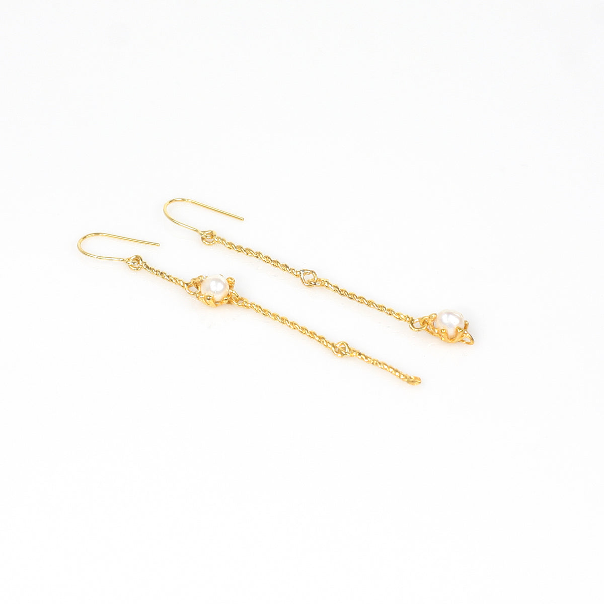 ERICA LONG pearl silver asymmetrical earrings