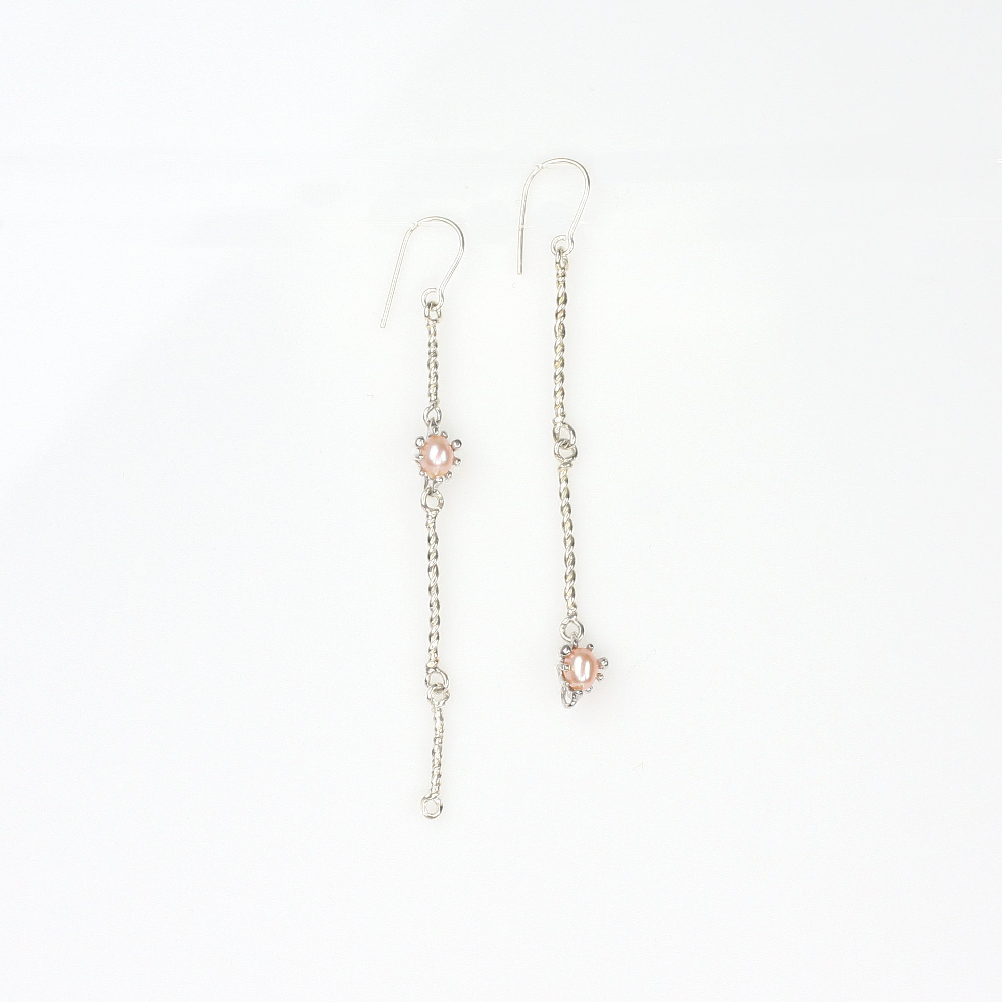 ERICA LONG pearl silver asymmetrical earrings