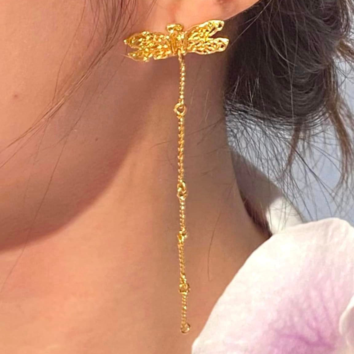 LIBELLULA silver asymmetrical earrings