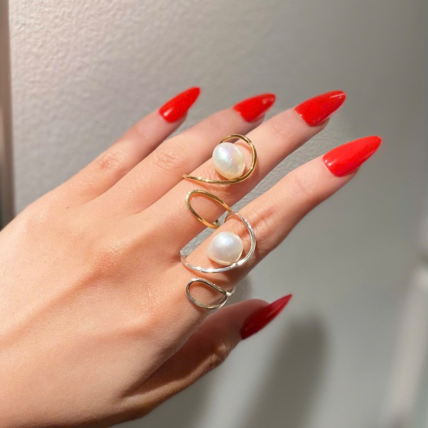 LULU pearl silver ring
