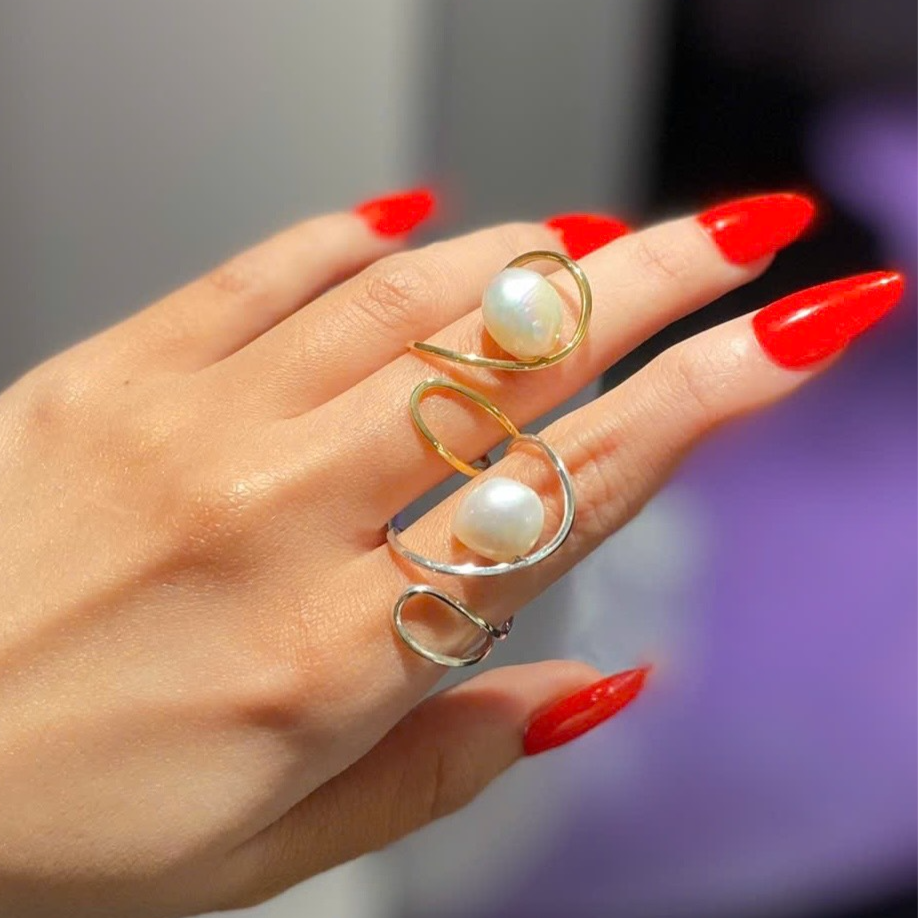 LULU pearl silver ring