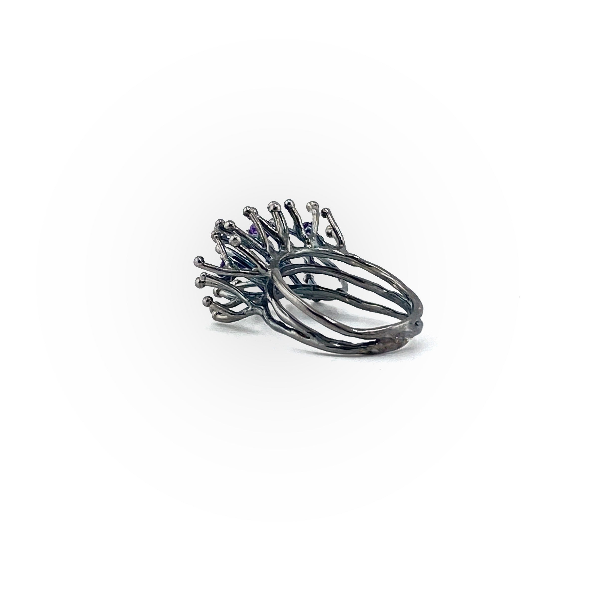 ANEMONE SINGLE amethyst sterling silver ring by Duong Jewelry
#color_black-rhodium