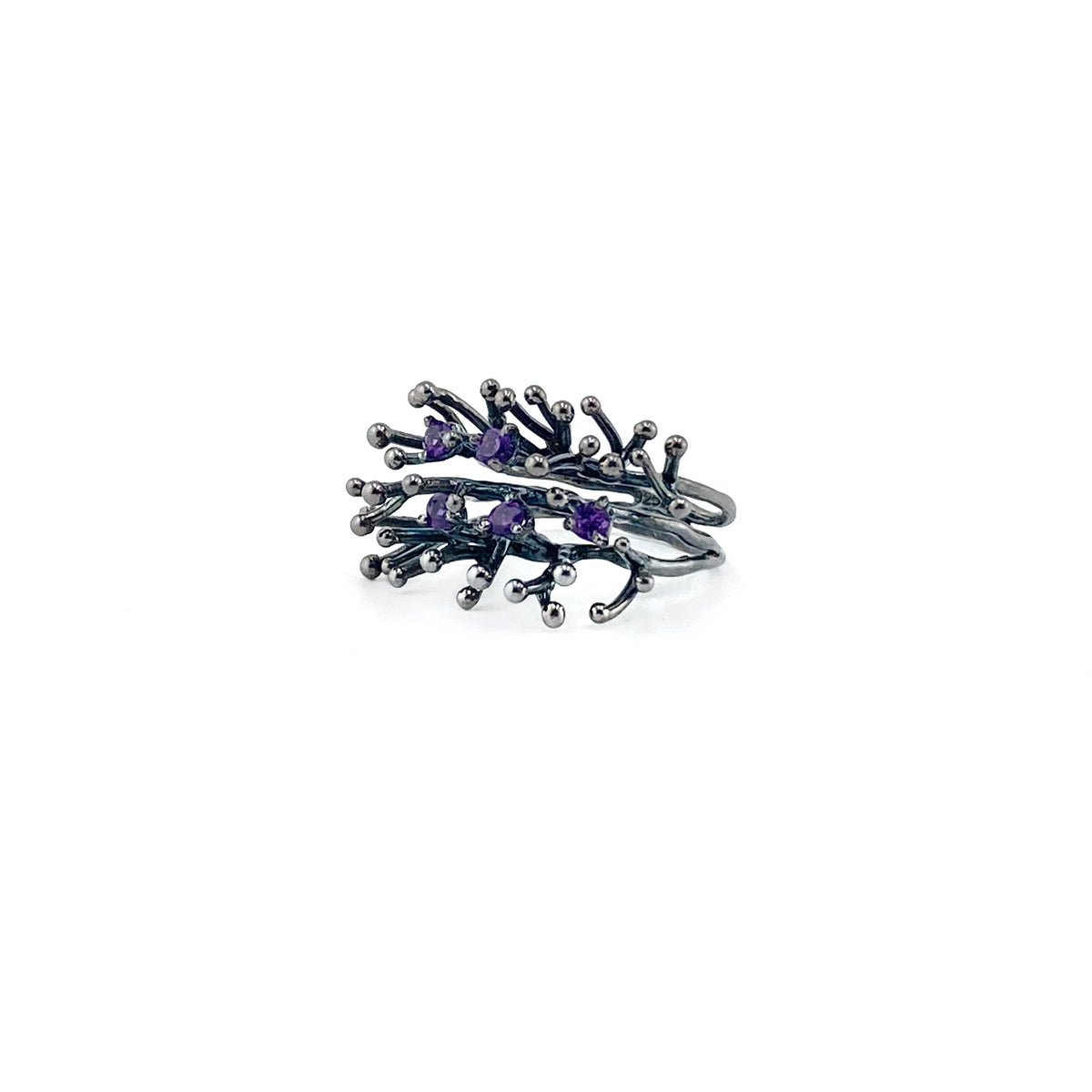 ANEMONE SINGLE amethyst sterling silver ring by Duong Jewelry
#color_black-rhodium