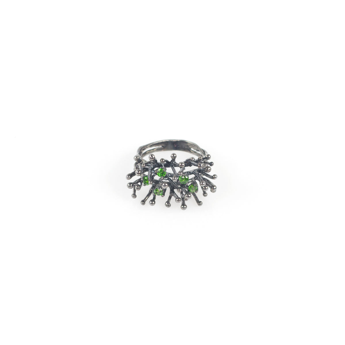 ANEMONE SINGLE tsavorite sterling silver ring by Duong Jewelry
#color_black-rhodium