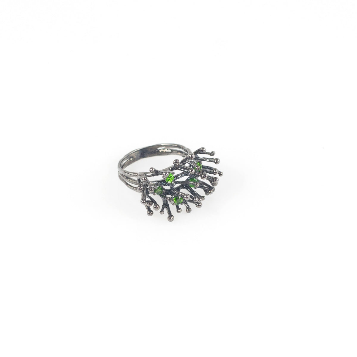 ANEMONE SINGLE tsavorite sterling silver ring by Duong Jewelry
#color_black-rhodium