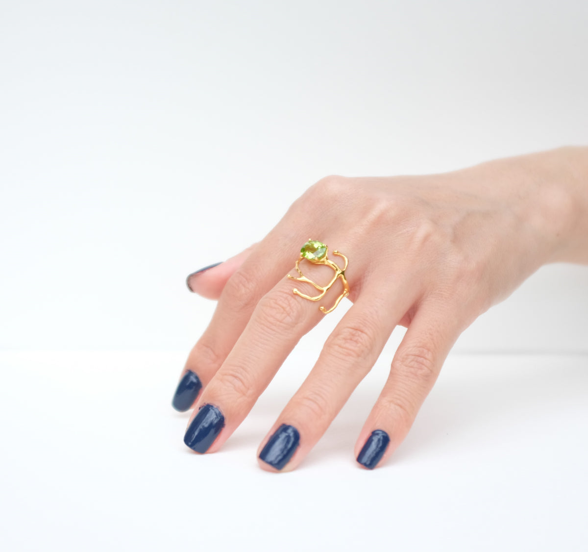 BRANCHY peridot silver ring