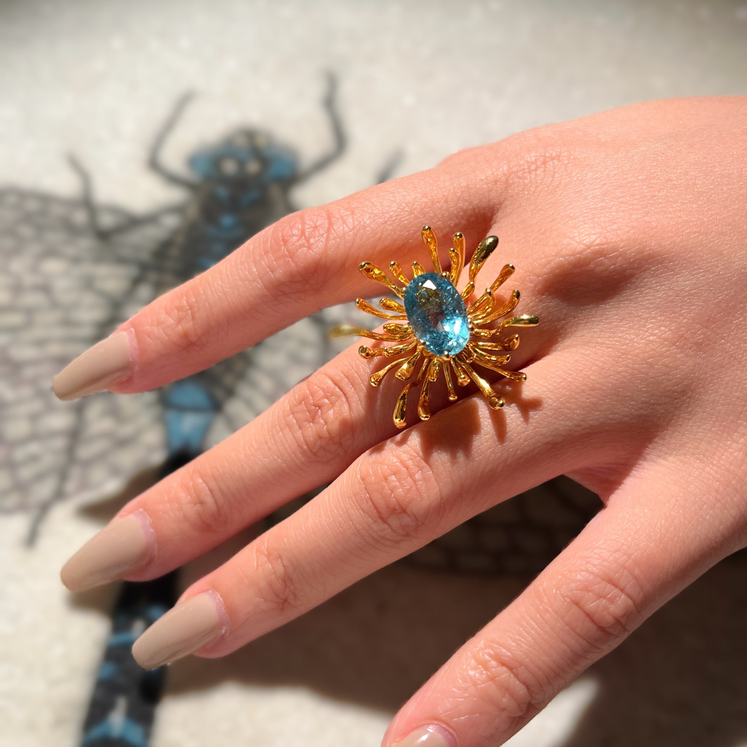 CHRYSANTH aquamarine 10K gold ring