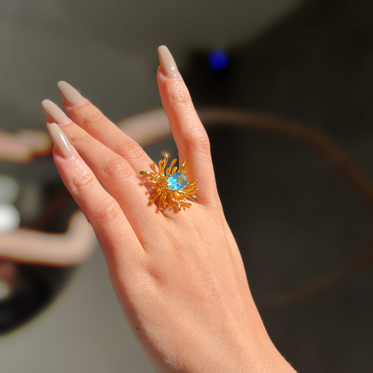 CHRYSANTH aquamarine 10K gold ring