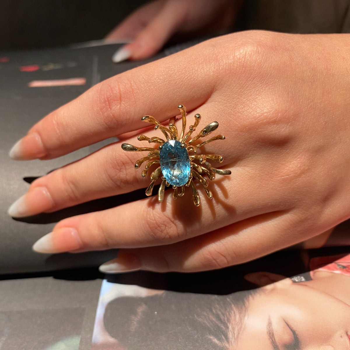 CHRYSANTH aquamarine 10K gold ring