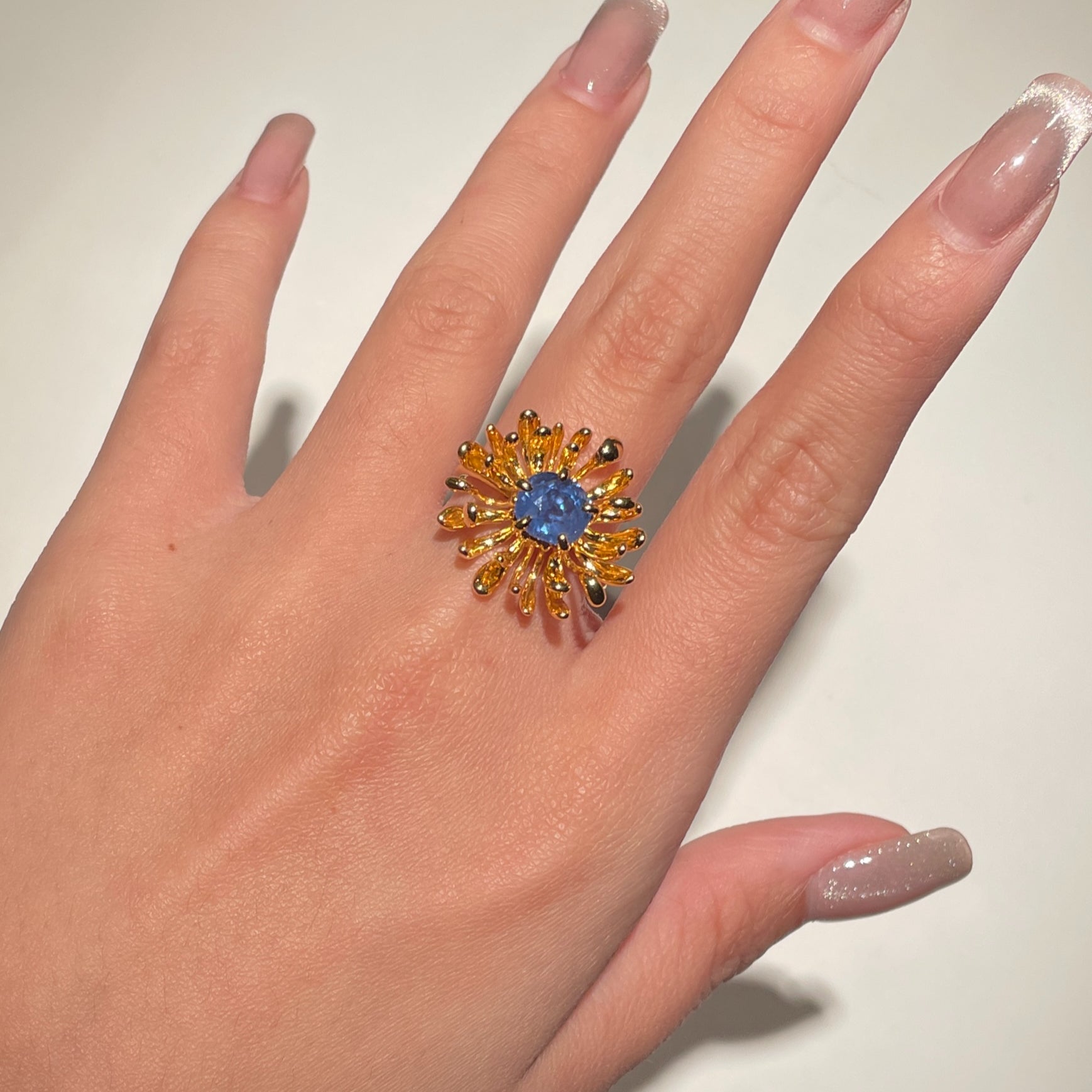 CHRYSANTH MINI blue spinel 14K gold ring