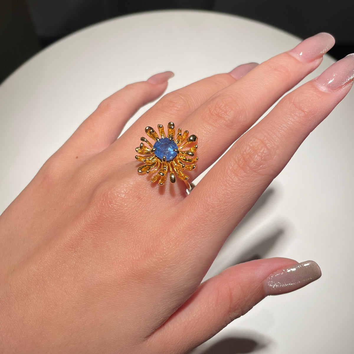 CHRYSANTH MINI blue spinel 14K gold ring