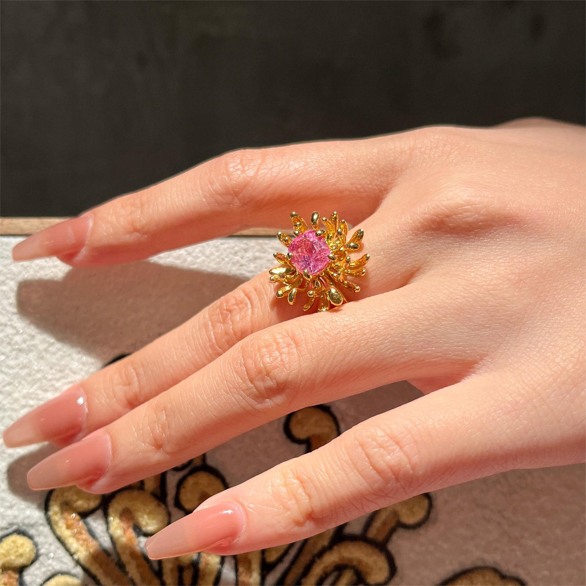 CHRYSANTH MINI pink spinel 14K gold ring