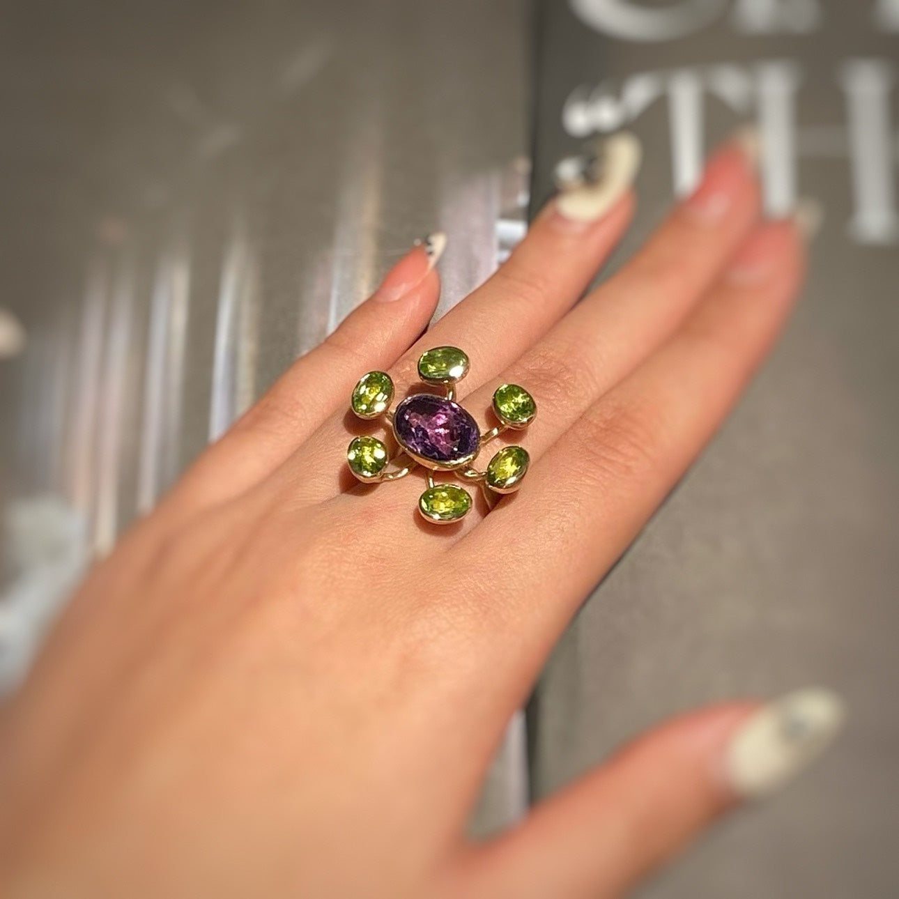 MIA amethyst & peridot 10K gold ring