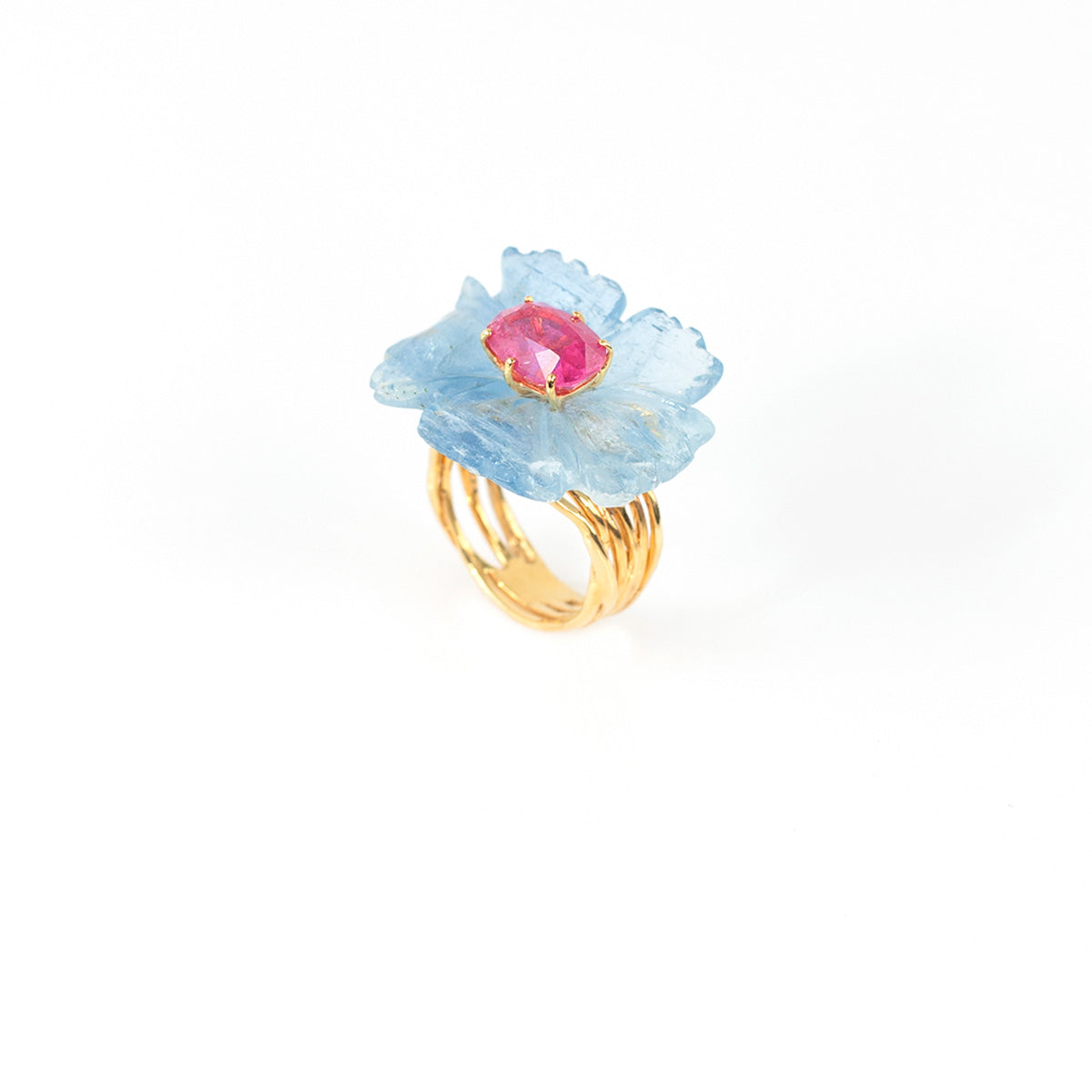 PETALE’A PASSION aquamarine & red spinel 18K gold ring by Duong Jewelry
#color_22k-yellow-gold