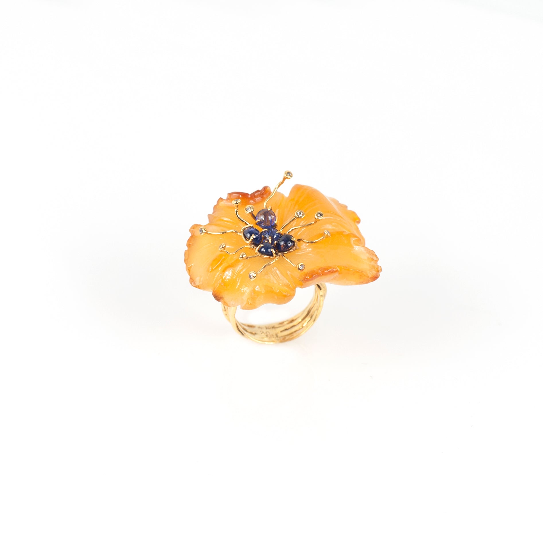 PETALE’A agate, blue sapphire & diamond 10K gold ring by Duong Jewelry
#color_22k-yellow-gold