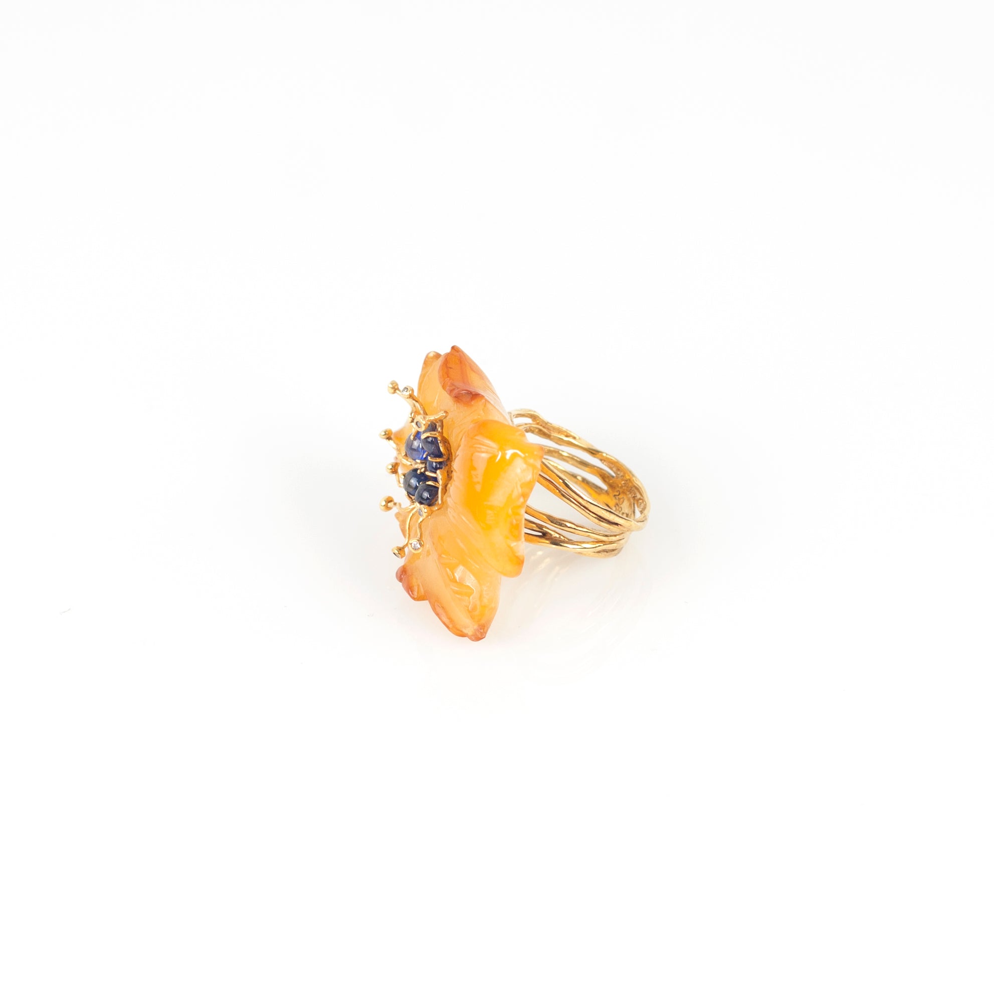 PETALE’A agate, blue sapphire & diamond 10K gold ring by Duong Jewelry
#color_22k-yellow-gold