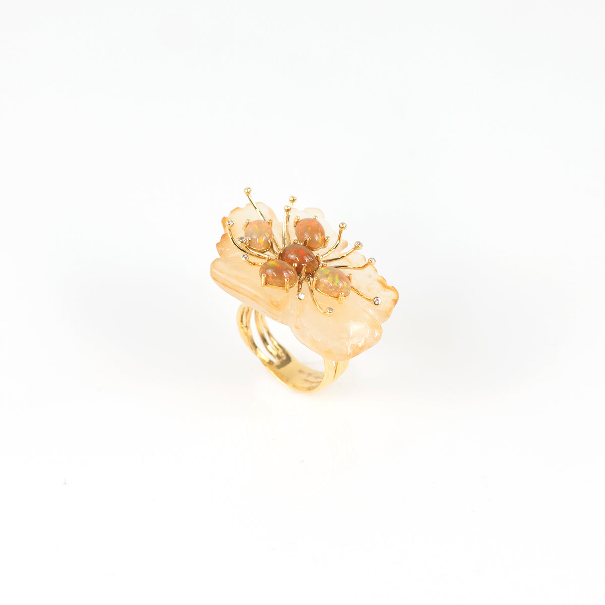 PETALE’A agate, crystal opal & diamond 14K gold ring by Duong Jewelry
#clor_22k-yellow-gold