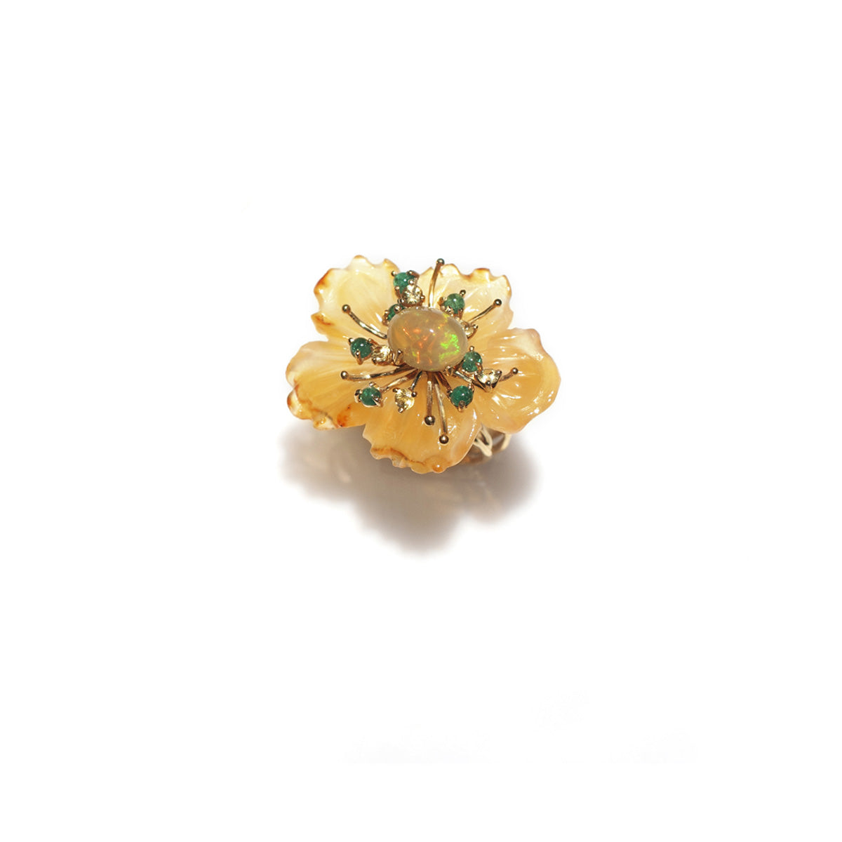 PETALE’A agate, crystal opal, emerald & yellow sapphire 14K gold ring by Duong Jewelry
#color_22k-yellow-gold
