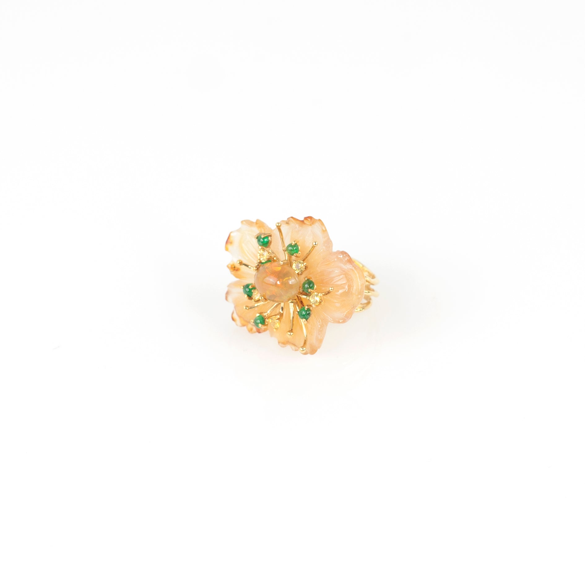 PETALE’A agate, crystal opal, emerald & yellow sapphire 14K gold ring by Duong Jewelry
#color_22k-yellow-gold