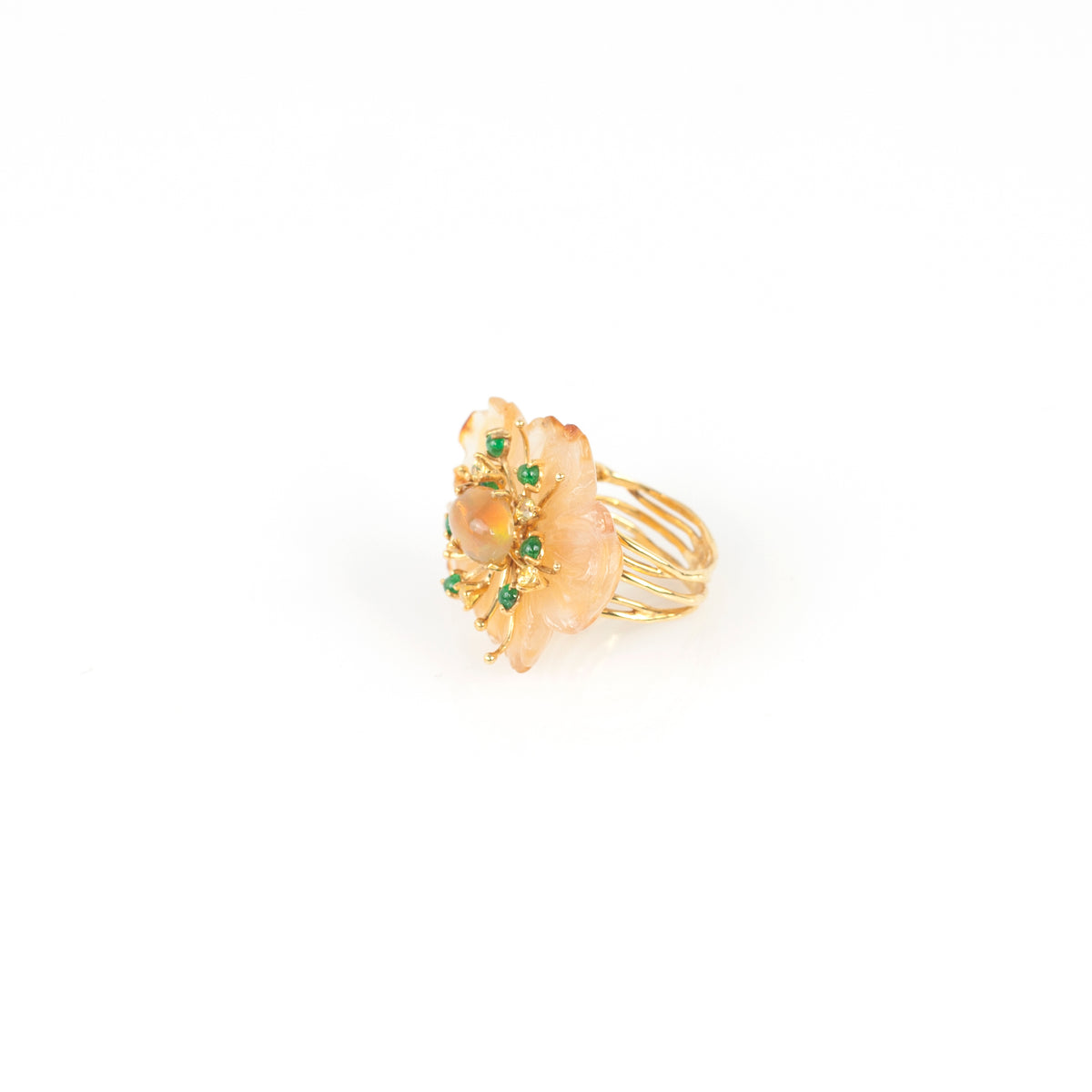 PETALE’A agate, crystal opal, emerald & yellow sapphire 14K gold ring by Duong Jewelry
#color_22k-yellow-gold