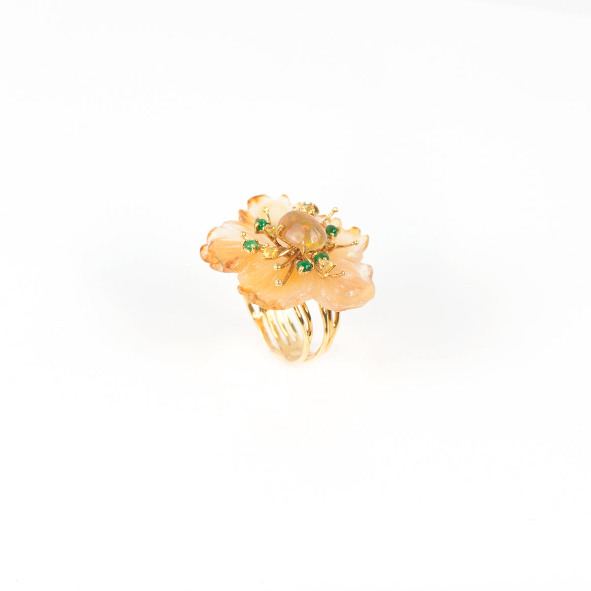 PETALE’A agate, crystal opal, emerald & yellow sapphire 14K gold ring by Duong Jewelry
#color_22k-yellow-gold