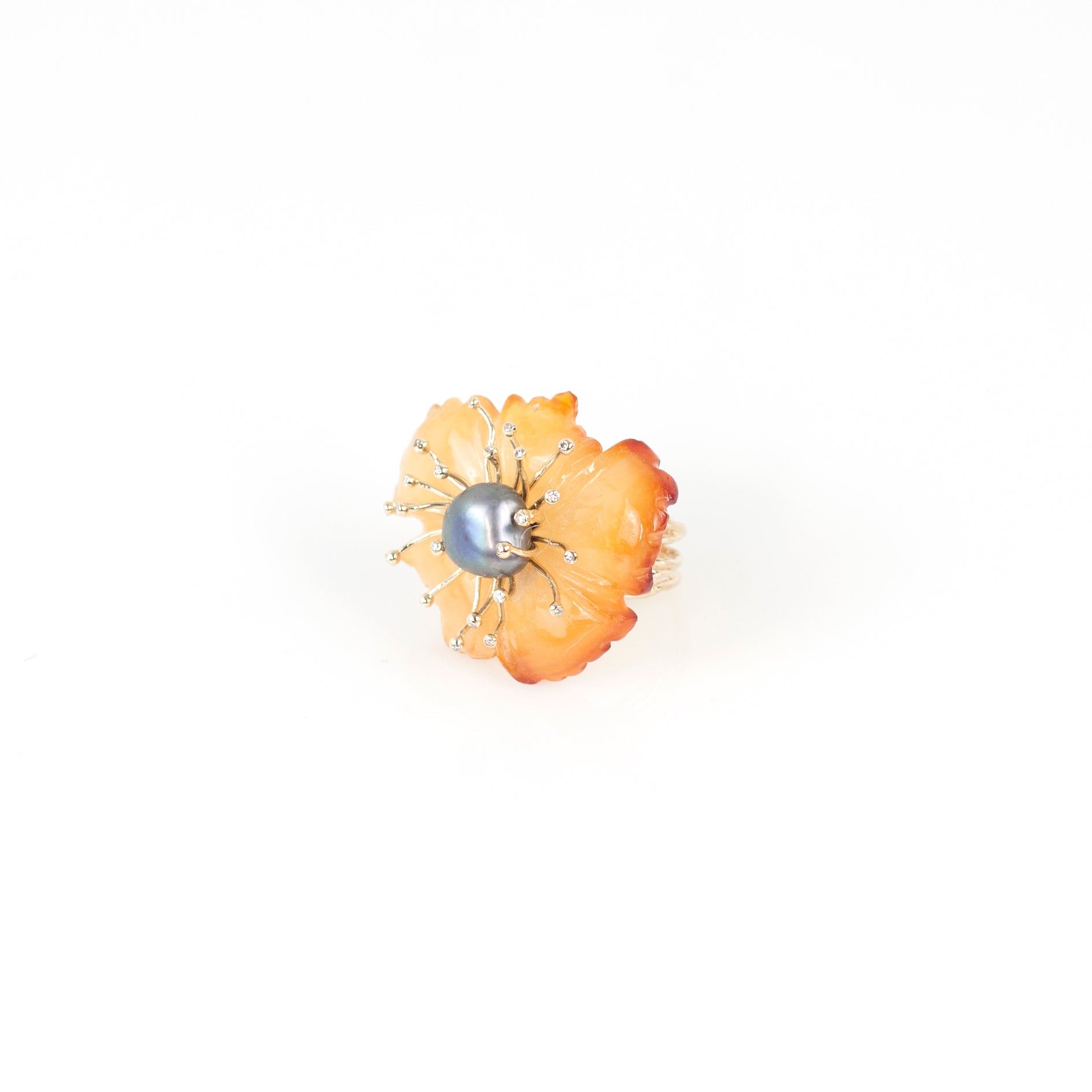 PETALE’A agate, gray pearl & diamond 10K gold ring by Duong Jewelry
#color_22k-yellow-gold