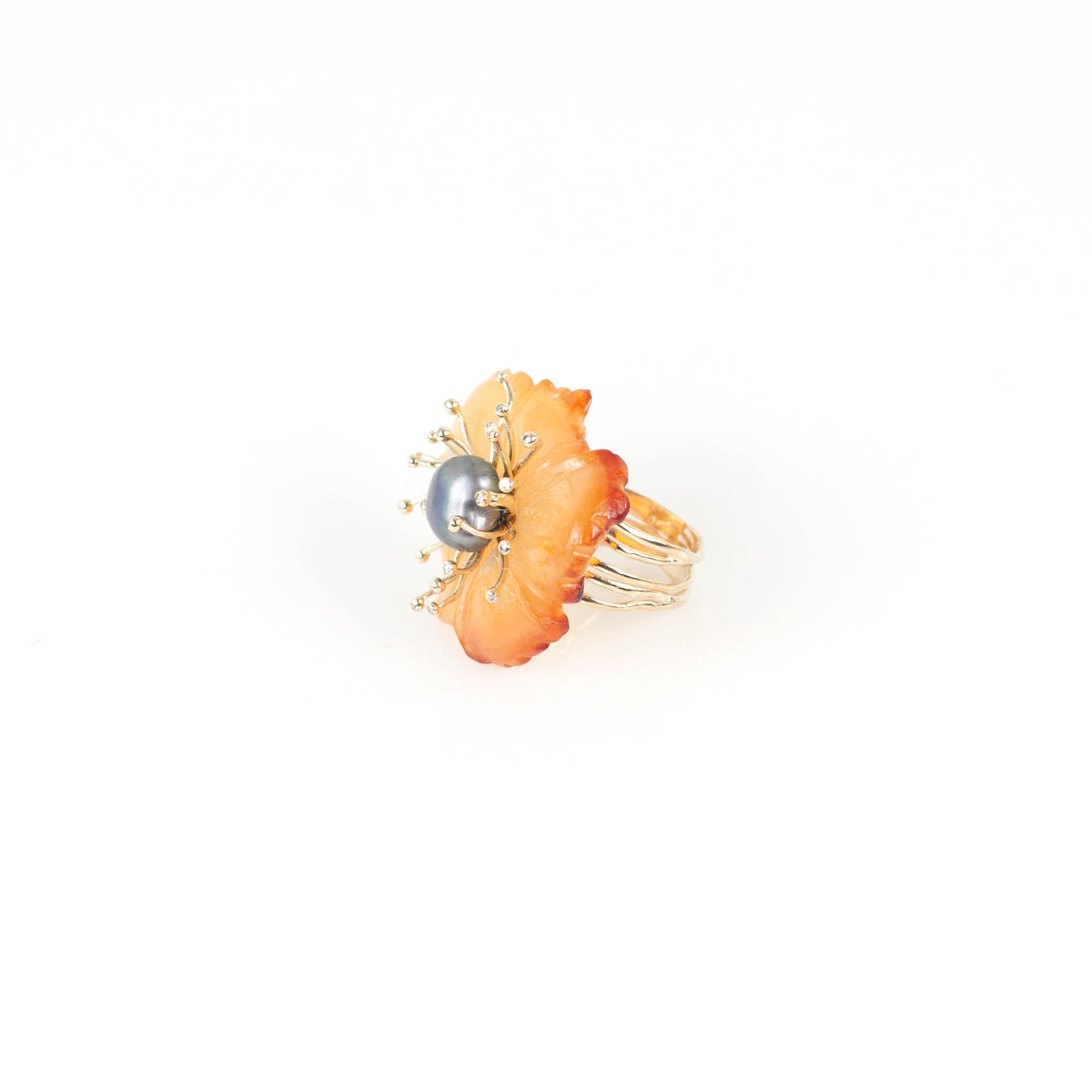PETALE’A agate, gray pearl & diamond 10K gold ring by Duong Jewelry
#color_22k-yellow-gold
