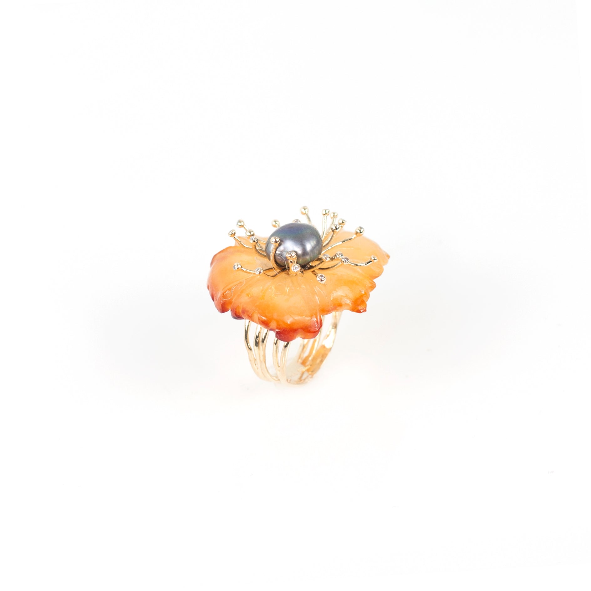 PETALE’A agate, gray pearl & diamond 10K gold ring by Duong Jewelry
#color_22k-yellow-gold