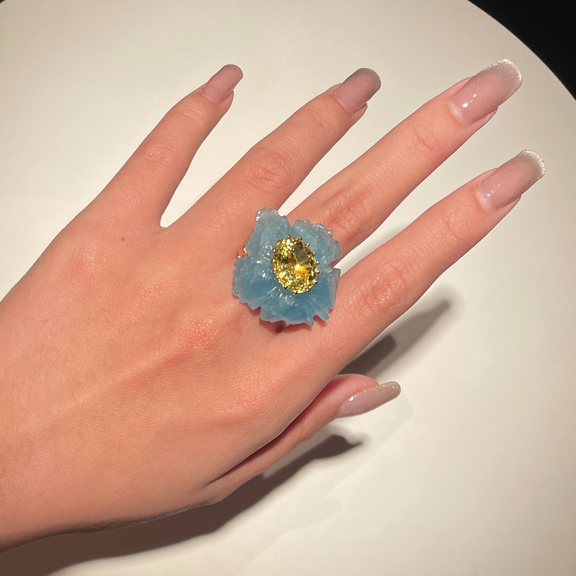 PETALE’A PASSION aquamarine & golden beryl 10K gold ring