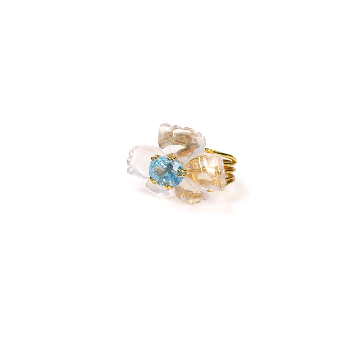 PETALE’A PASSION rose quartz, aquamarine sterling silver & 9K gold ring by Duong Jewlery
#color_22k-yellow-gold