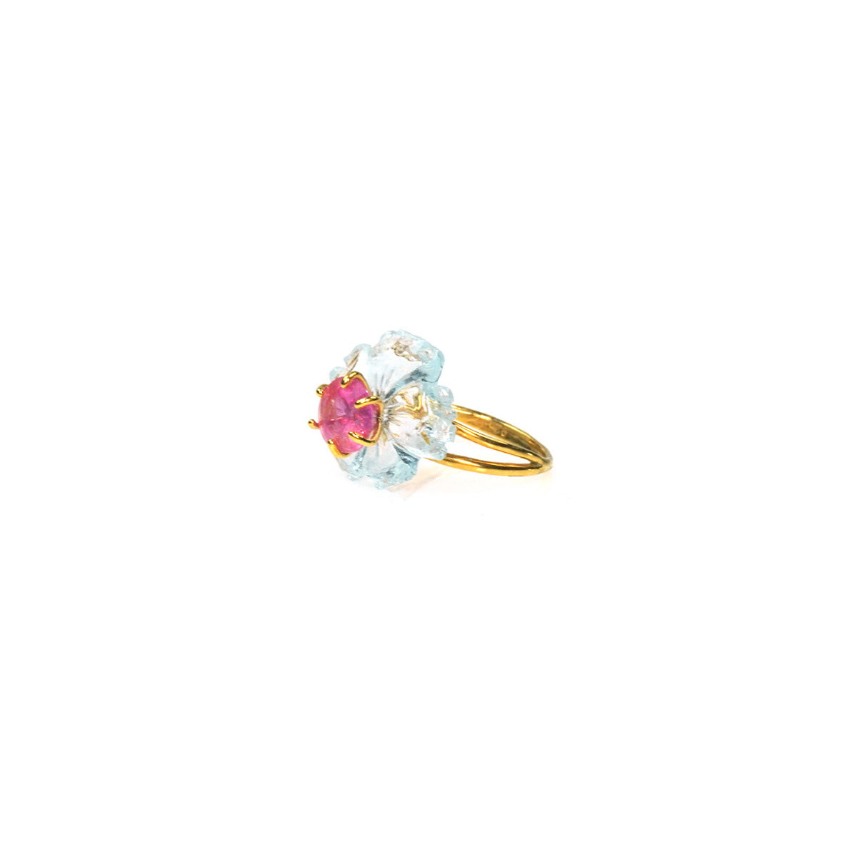 PETALE’A PASSION aquamarine, pink spinel sterling silver & 9K gold ring by Duong Jewelry
#color_22k-yellow-gold