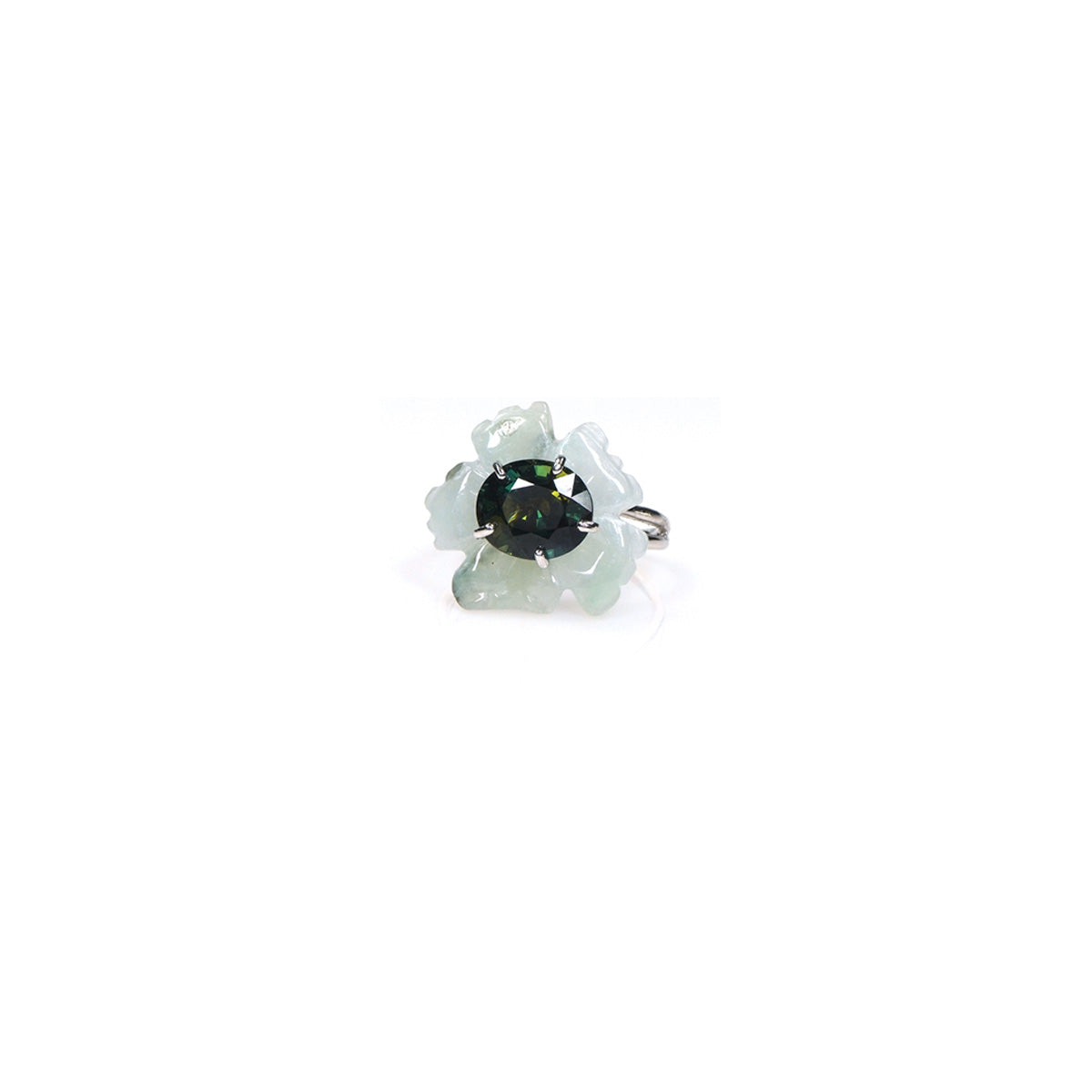 PETALE’A PASSION jadeite, blue spinel sterling silver & 9K white gold ring by Duong Jewelry
#color_no-plating
