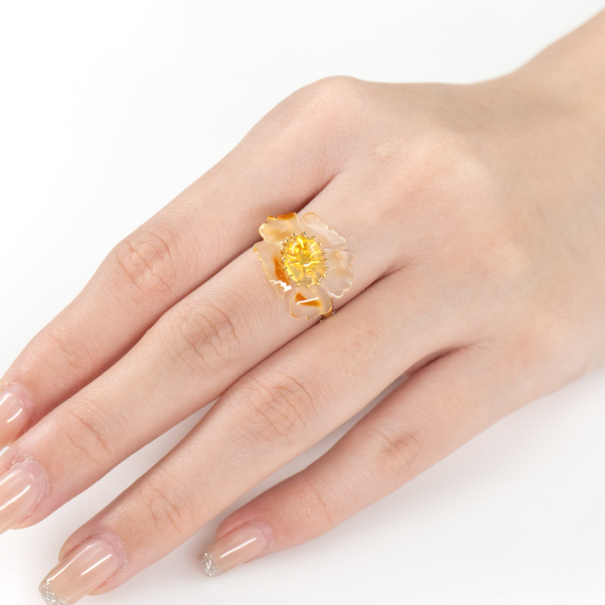 PETALE’A PASSION agate & crystal opal 14K gold ring