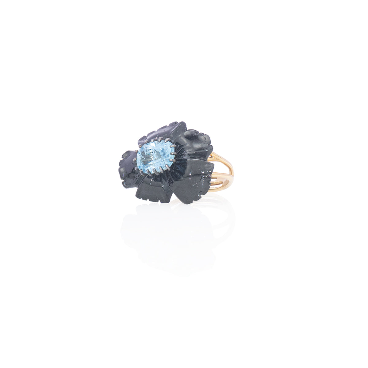 PETALE’A PASSION black tourmaline & aquamarine sterling silver ring by Duong Jewelry
#color_22k-yellow-gold