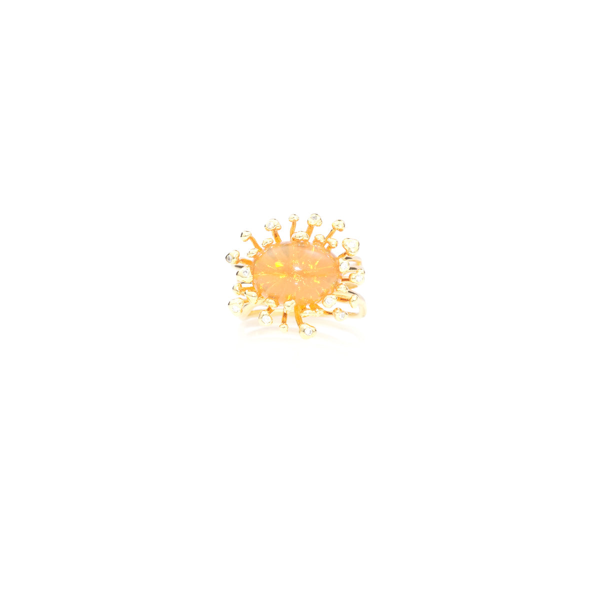 STAMI crystal opal & diamond - 9K gold ring