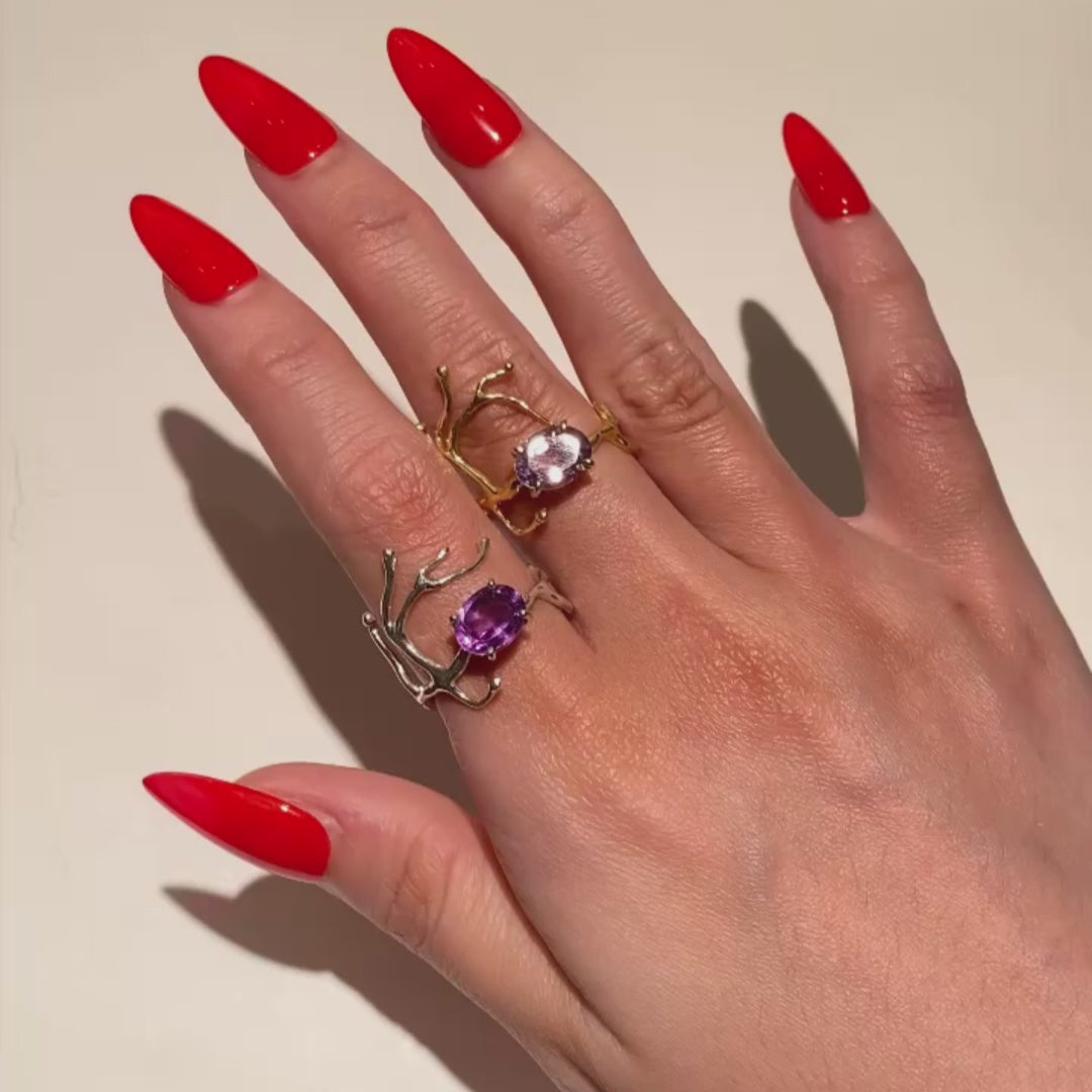 BRANCHY amethyst silver ring