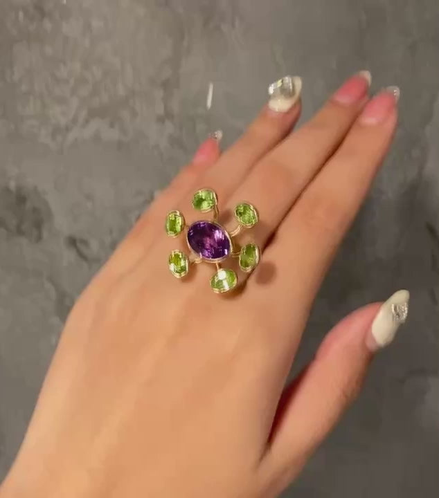 MIA amethyst & peridot 10K gold ring