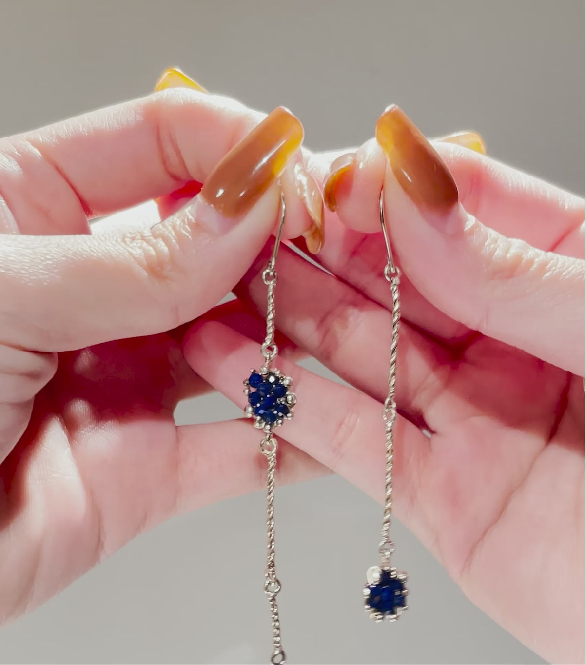 ERICA LONG lapis lazuli silver asymmetrical earrings