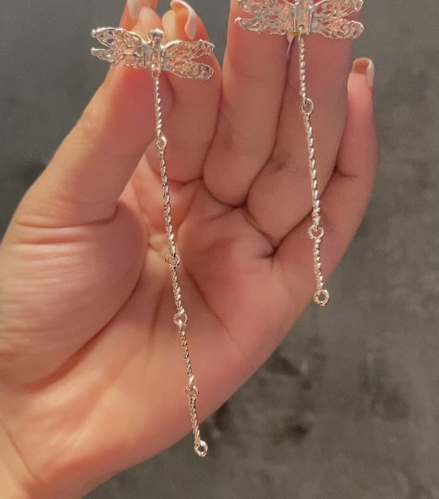 LIBELLULA silver asymmetrical earrings