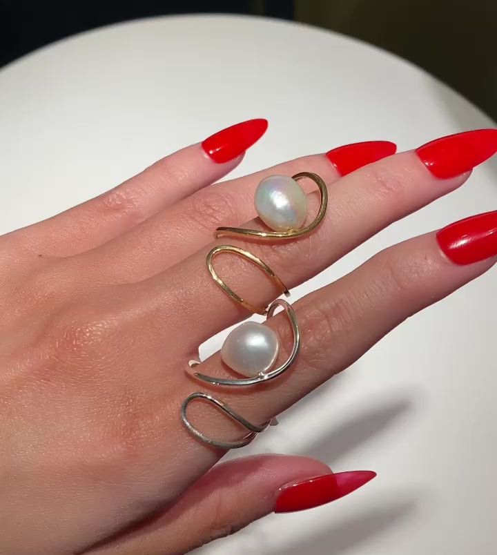 LULU pearl silver ring