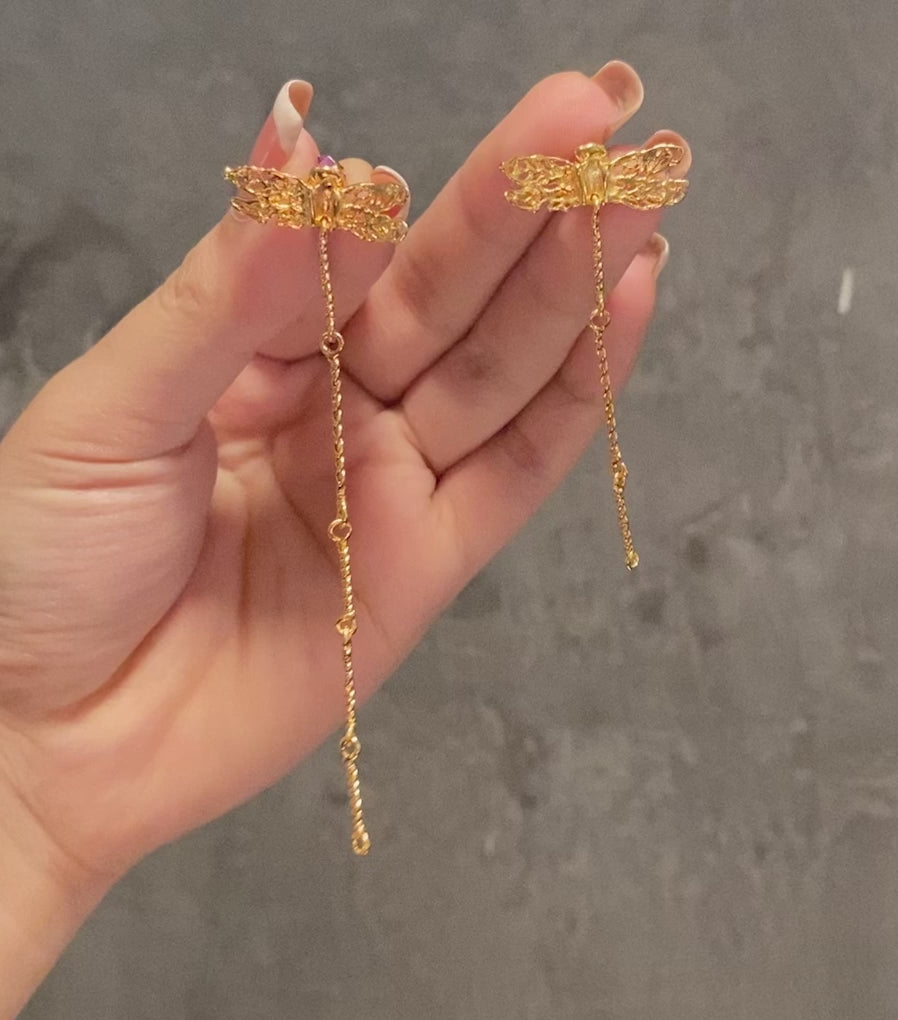 LIBELLULA silver asymmetrical earrings