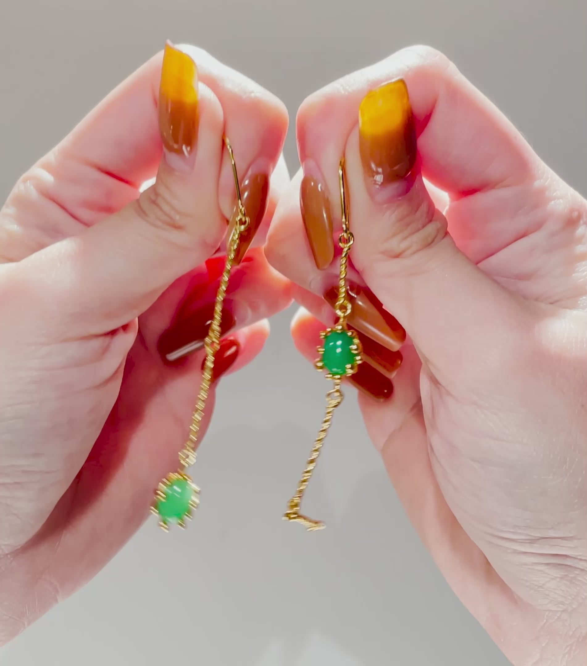 ERICA LONG green onyx silver asymmetrical earrings