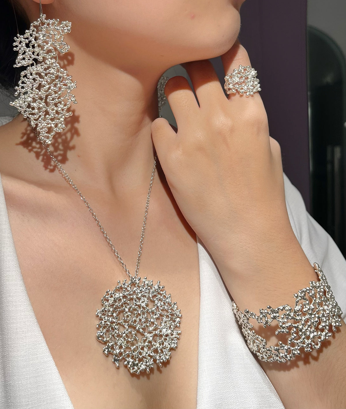 ROCIO DOUBLE silver earrings