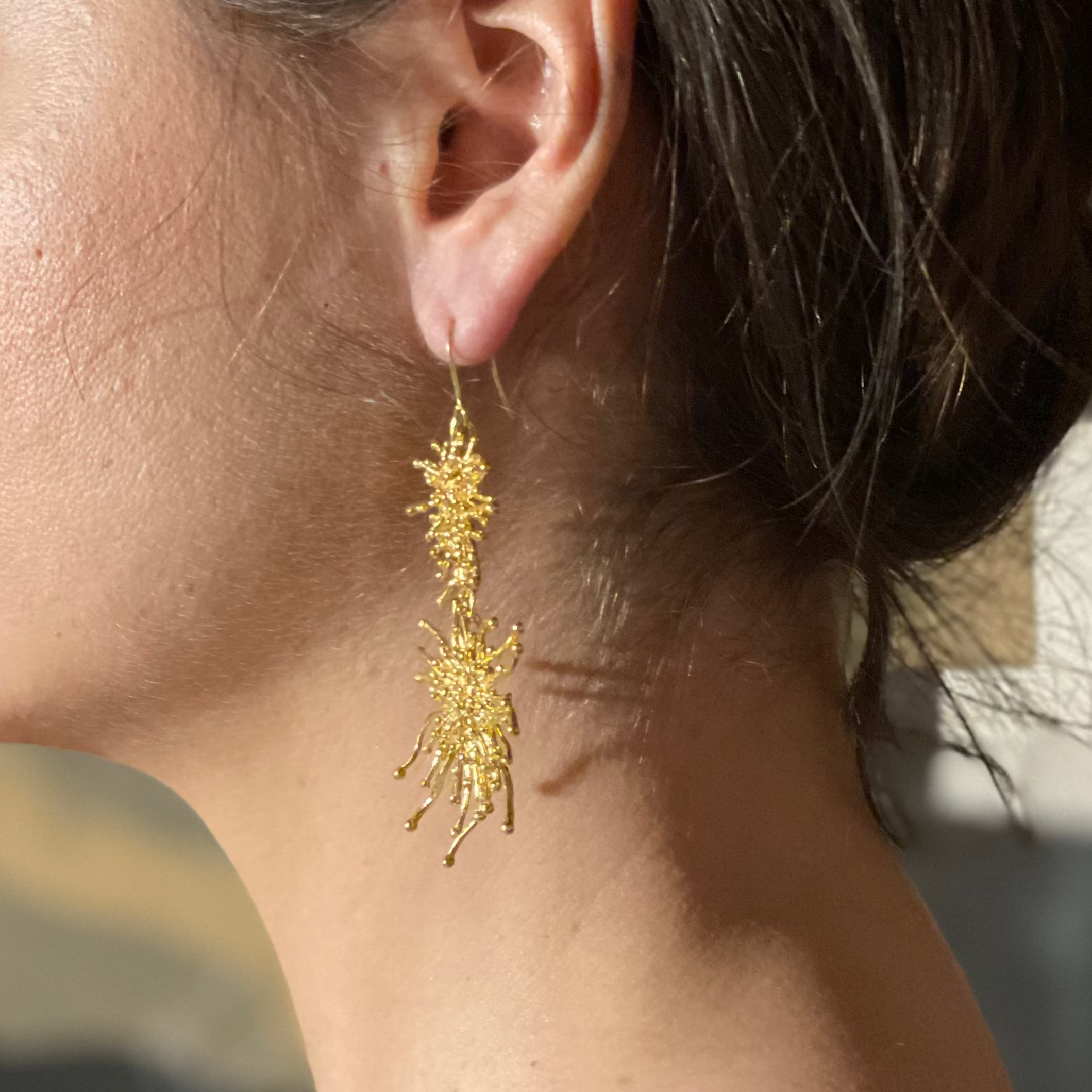 SUNRAY DOUBLE brass hook dangle earrings