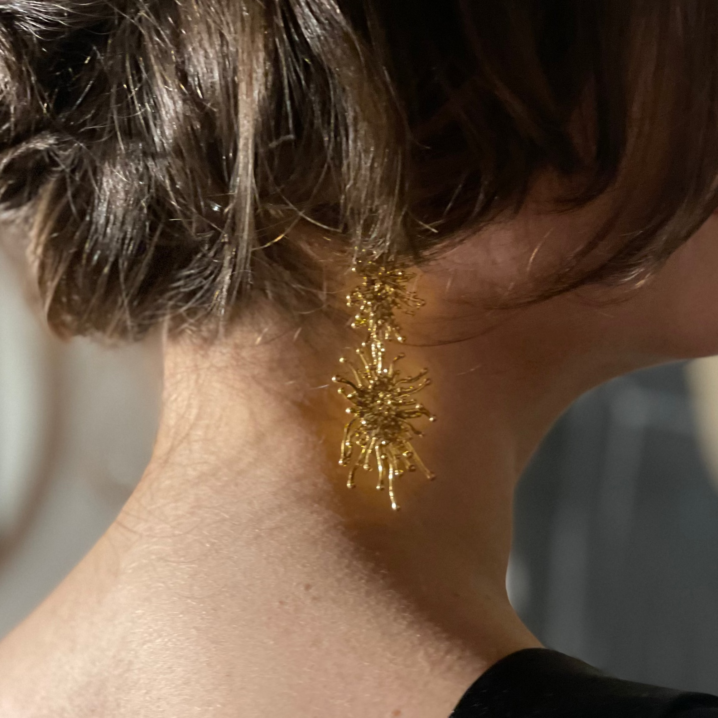 SUNRAY DOUBLE brass hook dangle earrings