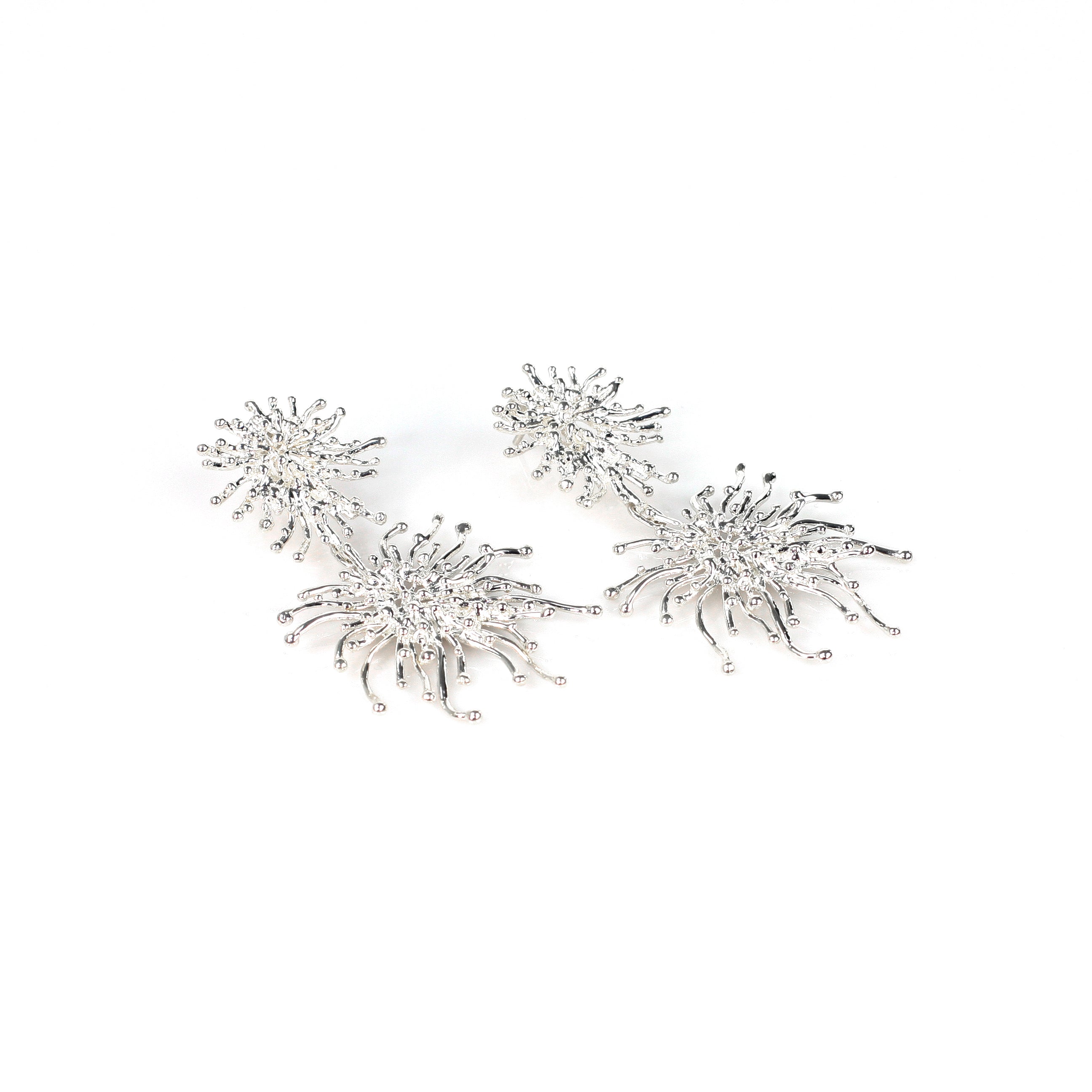 SUNRAY DOUBLE sterling silver stud earrings by Duong Jewelry 
#color_no-plating