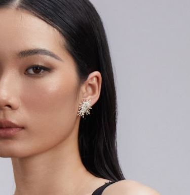 SUNRAY SINGLE silver stud earrings
